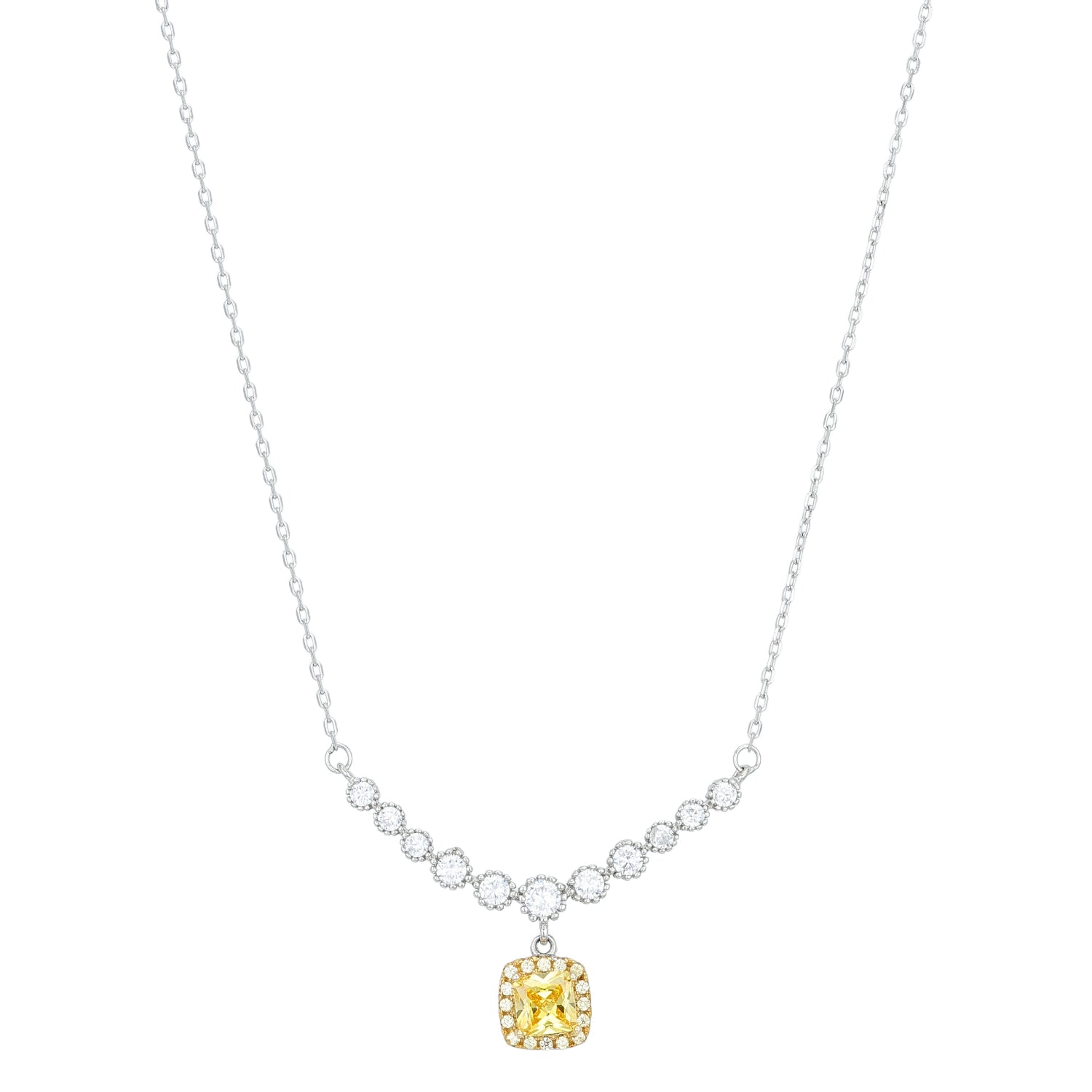 Elegant Yellow Drop 925 Sterling Silver Chain Pendant for women