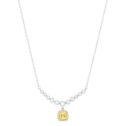 Elegant Yellow Drop 925 Sterling Silver Chain Pendant for women