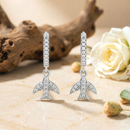 Elegant Airplane Drop Hoop 925 Sterling Silver Earring for Women
