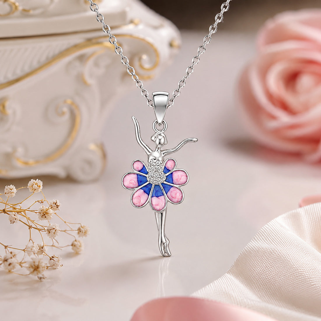 Elegant Ballerina Dance 925 Sterling Silver Pendant for women