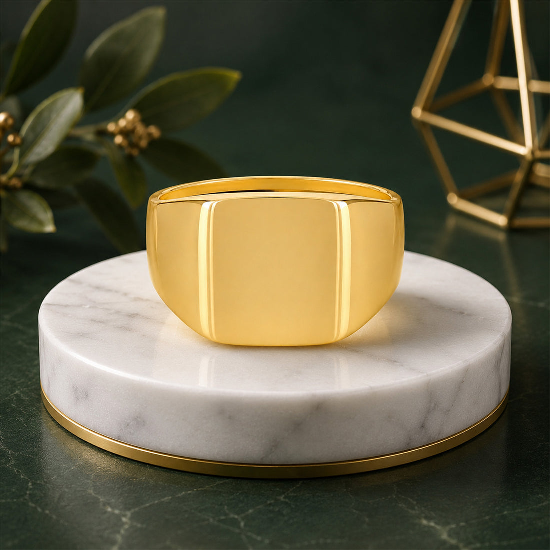 Elegant Band Golden Radiance 925 Sterling Silver Personalised Ring for Men