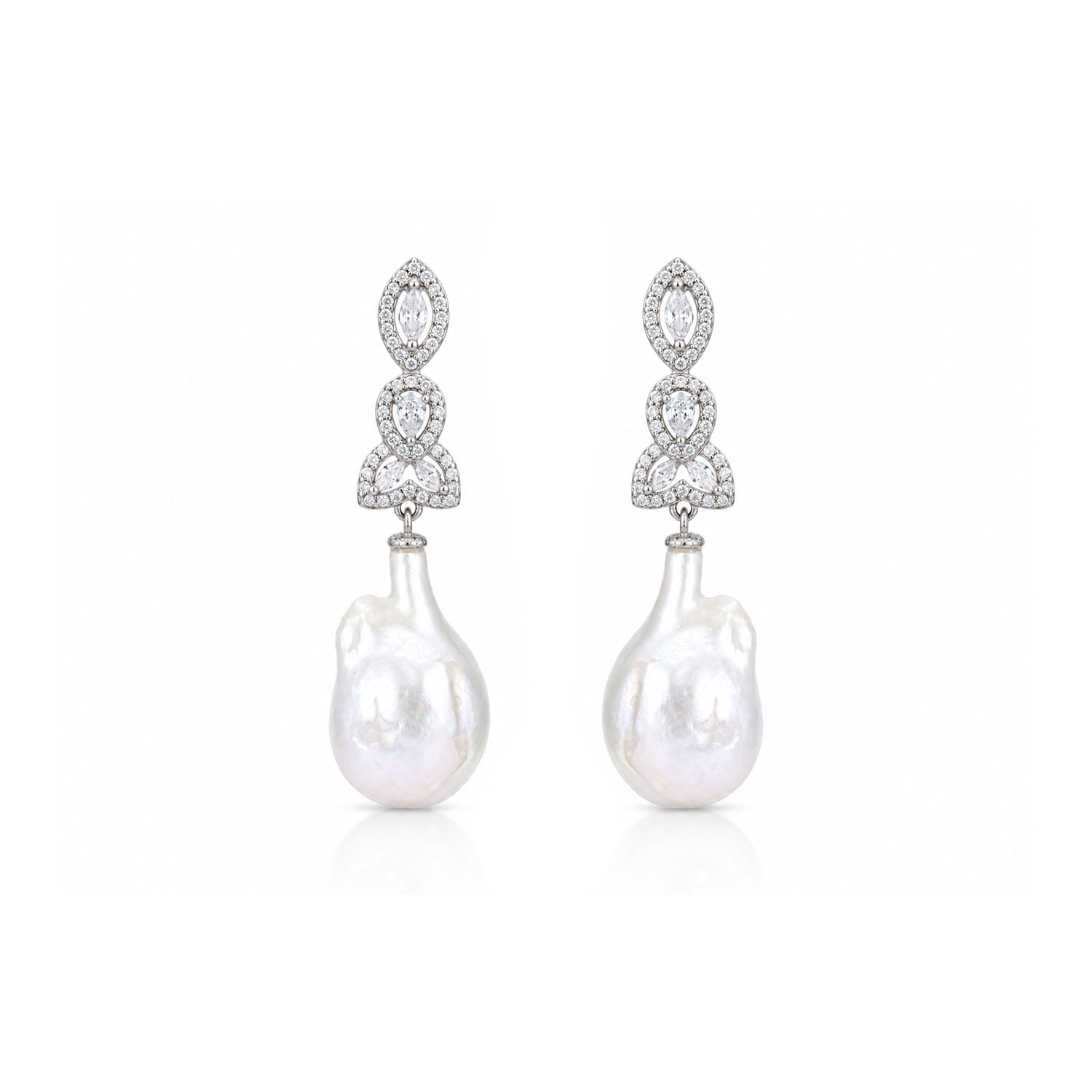 Elegant Baroque Pearl 925 Sterling Silver Drop Earrings