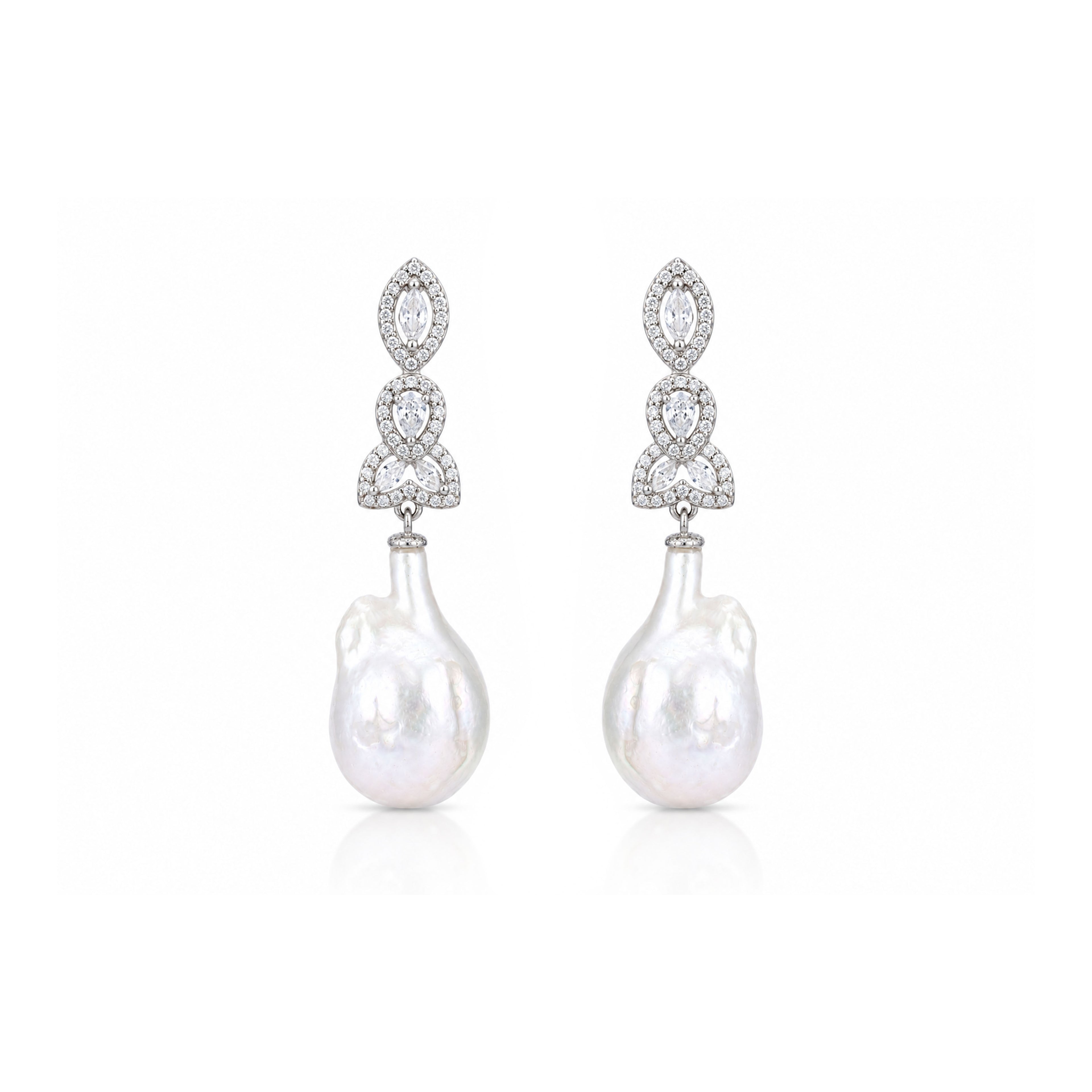 Elegant Baroque Pearl 925 Sterling Silver Drop Earrings