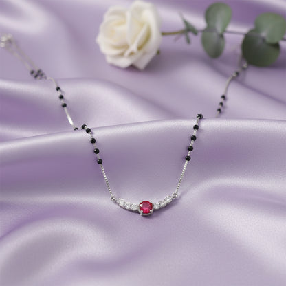 Elegant Black Bead 925 Sterling Silver Pink Drop Chain Pendant for women