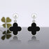 Elegant Black Clover Drop 925 Sterling Silver Earring for Women
