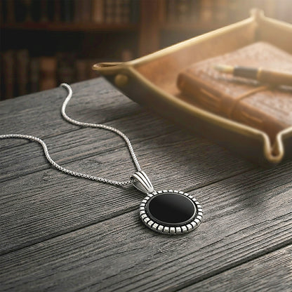 Elegant Black Halo 925 Sterling Silver Pendant