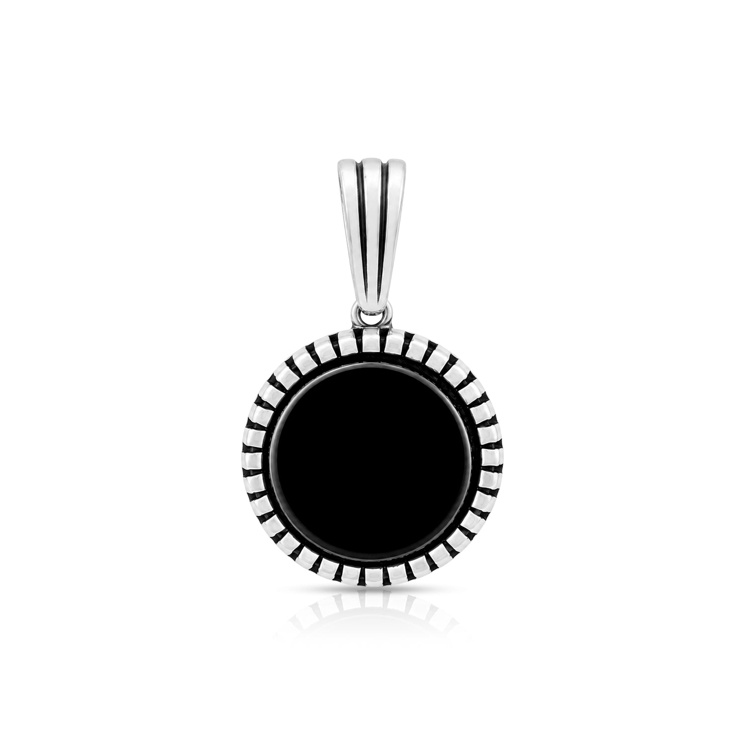 Elegant Black Halo 925 Sterling Silver Pendant