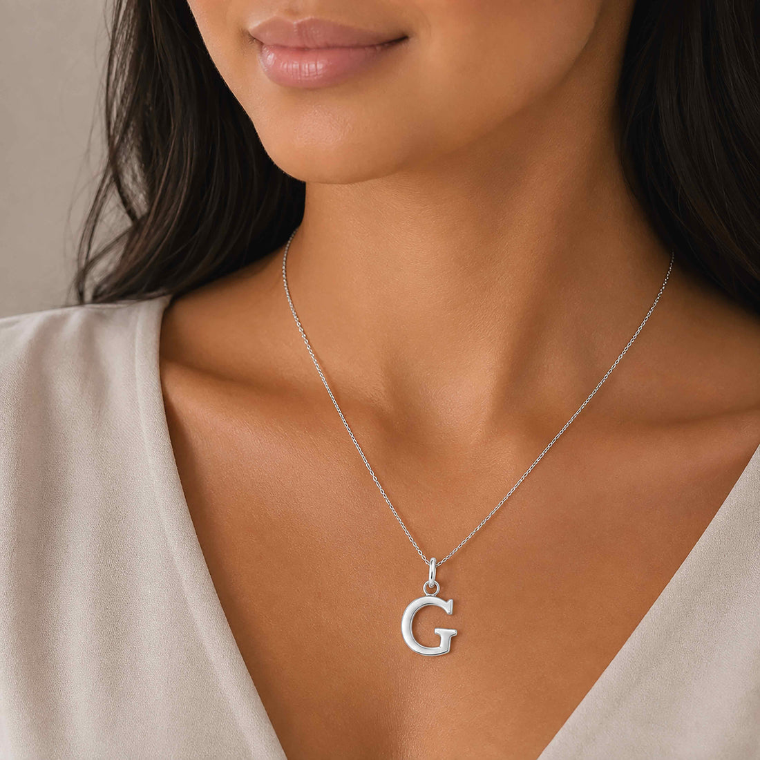 Elegant Block Letter G 925 Sterling Silver Pendant for women