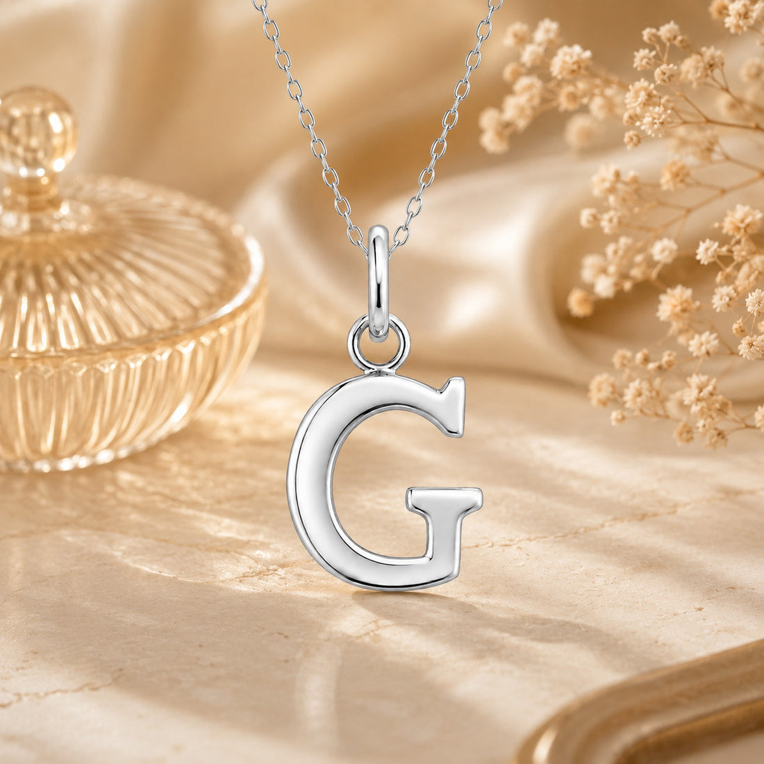 Elegant Block Letter G 925 Sterling Silver Pendant for women