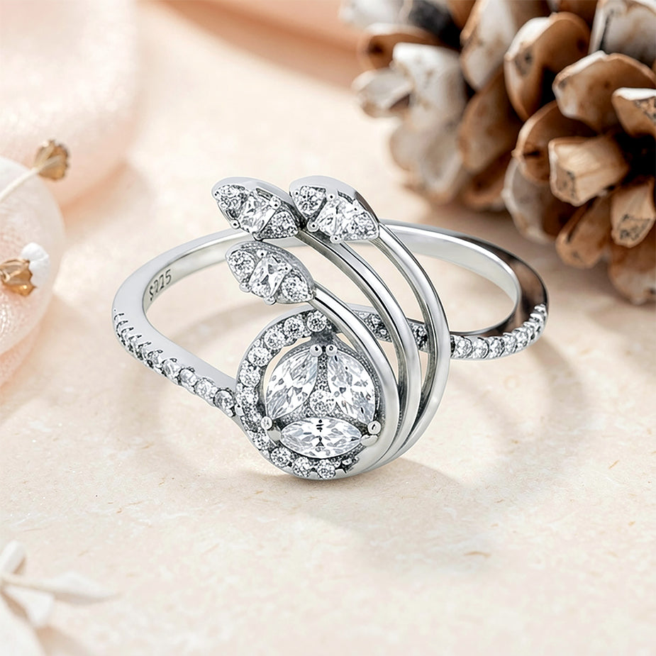 Elegant Bloom Sparkle 925 Sterling Silver Ring