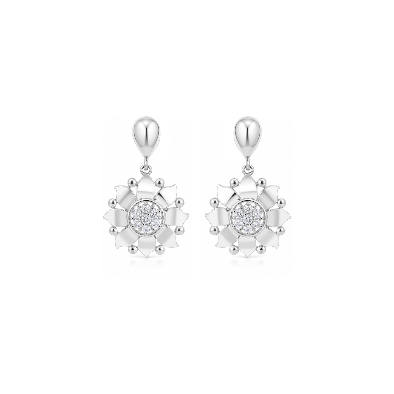 Elegant Blossom 925 Sterling Silver Diamond Radiance Earrings