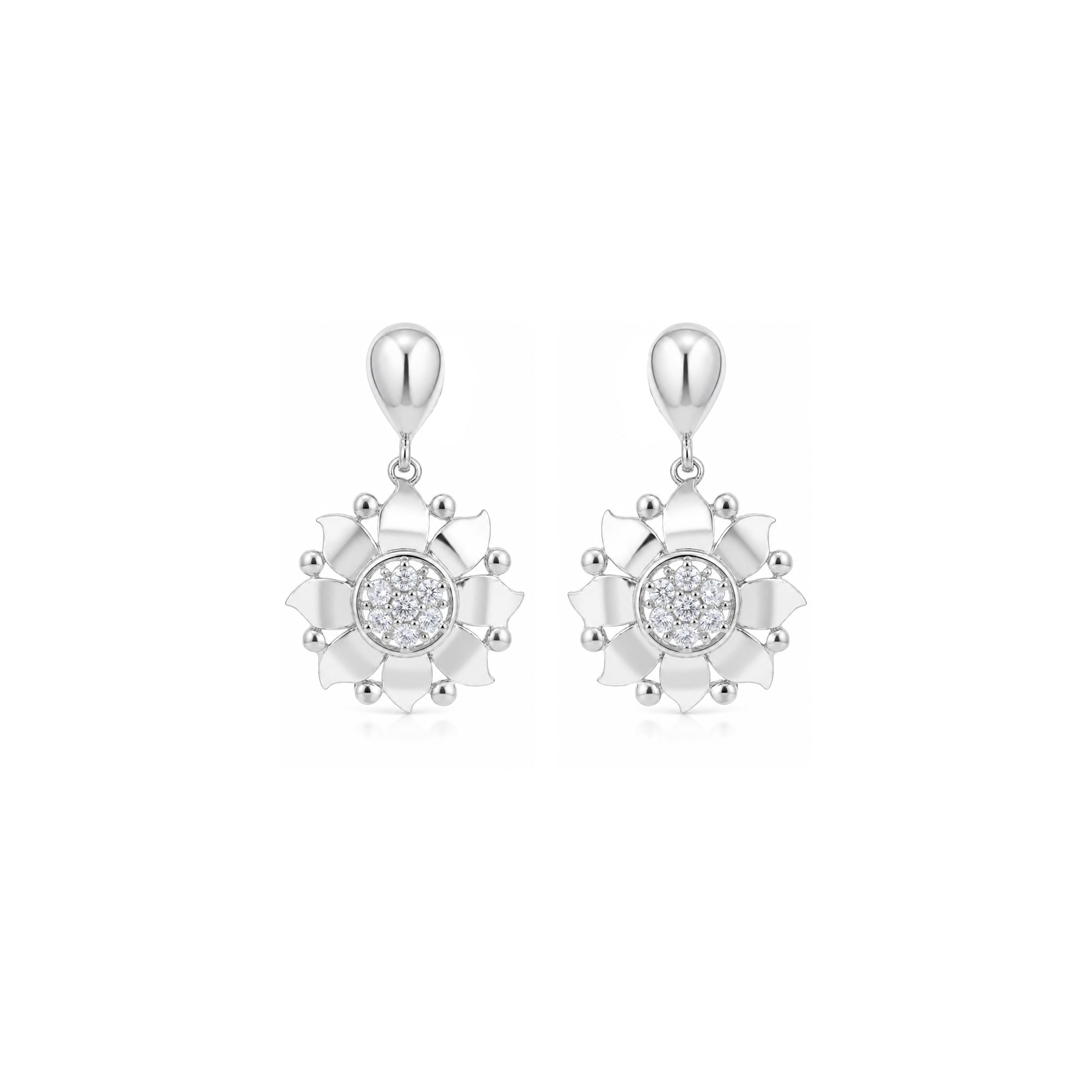 Elegant Blossom 925 Sterling Silver Diamond Radiance Earrings