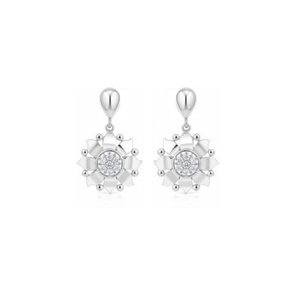 Elegant Blossom 925 Sterling Silver Diamond Radiance Earrings