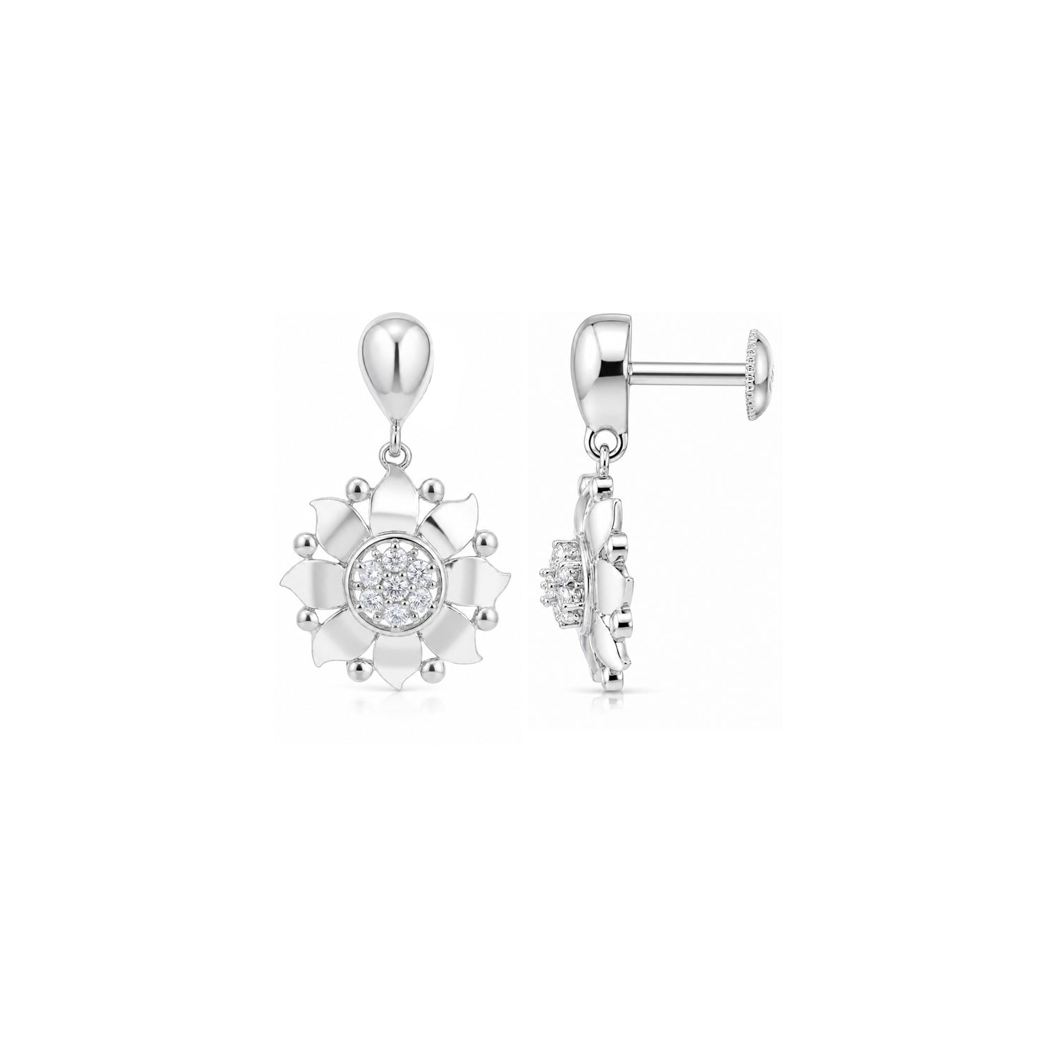 Elegant Blossom 925 Sterling Silver Diamond Radiance Earrings