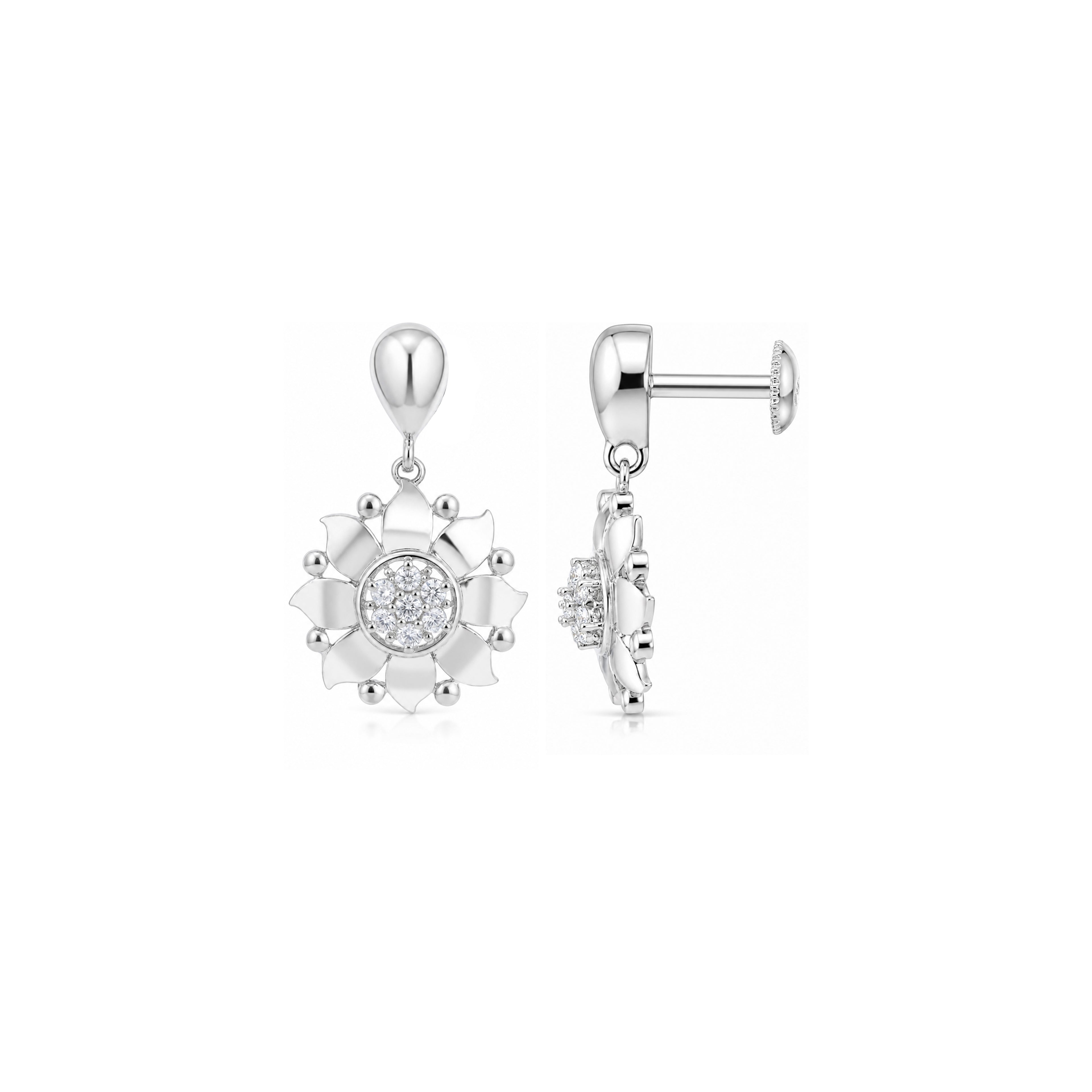 Elegant Blossom 925 Sterling Silver Diamond Radiance Earrings