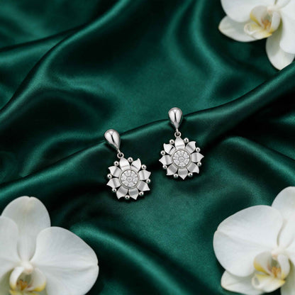 Elegant Blossom 925 Sterling Silver Diamond Radiance Earrings