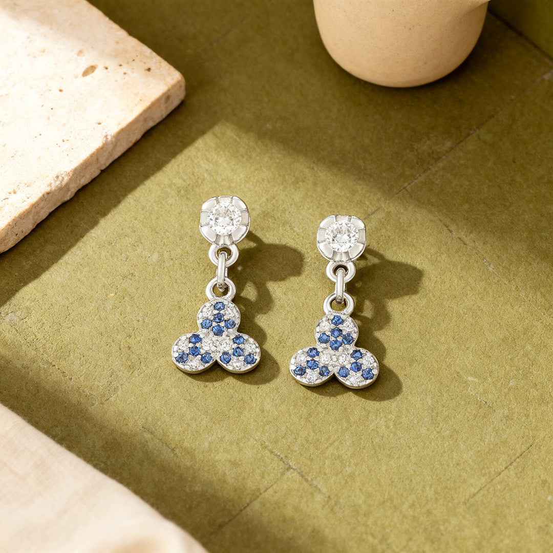 Elegant Blue Drop 925 Sterling Silver Earrings for Women