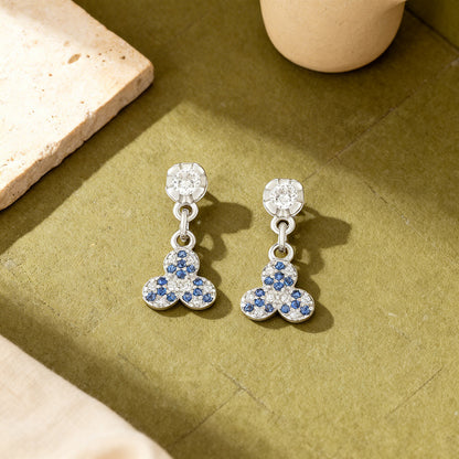 Elegant Blue Drop 925 Sterling Silver Earrings for Women