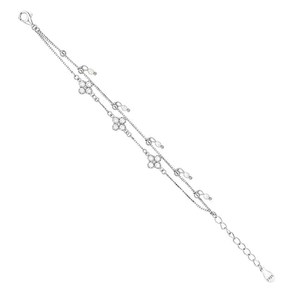Elegant Double Layer Clover Silver Bracelet
