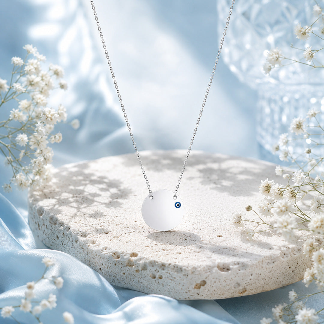 Elegant Evil Eye 925 Sterling Silver Chain Pendant for Women