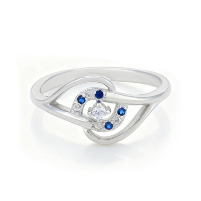 Elegant Floral Blue Stone 925 Sterling Silver Ring for Women