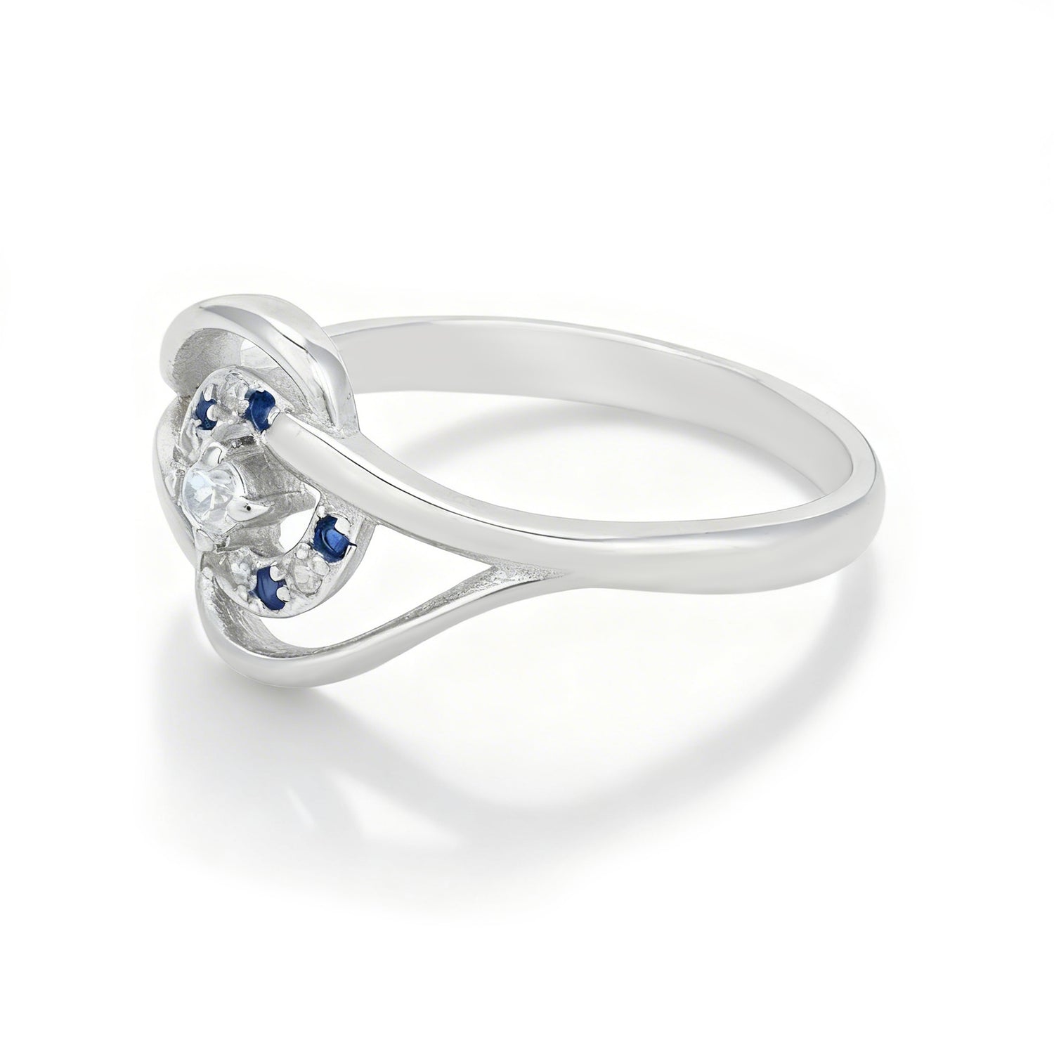 Elegant Floral Blue Stone 925 Sterling Silver Ring for Women