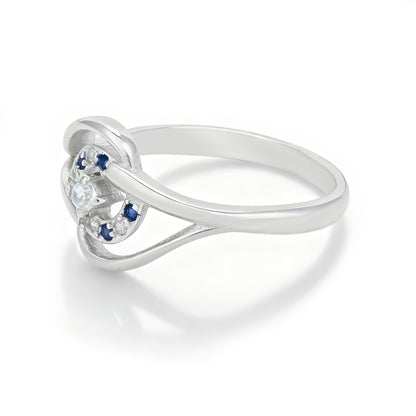 Elegant Floral Blue Stone 925 Sterling Silver Ring for Women