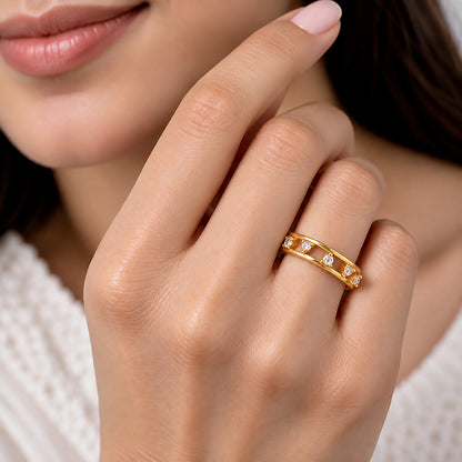 Elegant Gold Accent Ring 925 Sterling Silver Ring for women