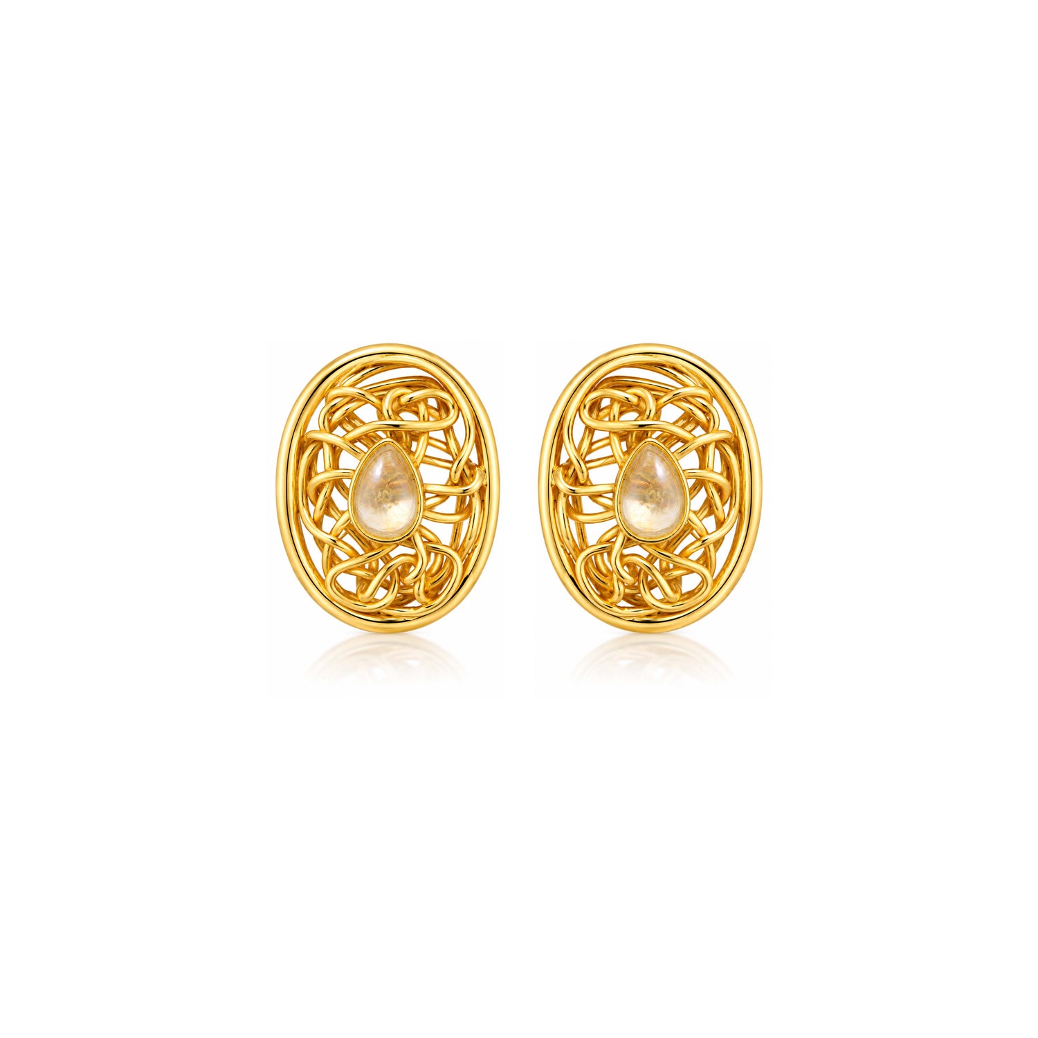 Elegant Golden Lattice 925 Sterling Silver Statement Earrings