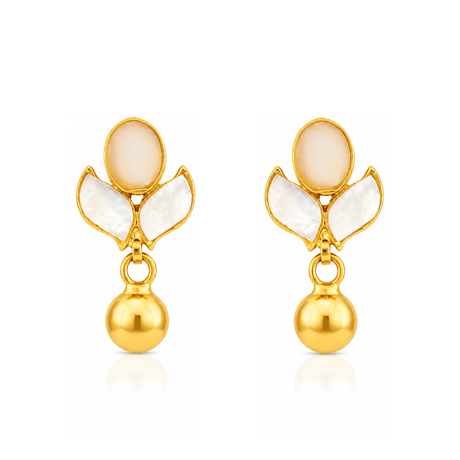 Elegant Golden Tulip 925 Sterling Silver Pearl Drop Earrings