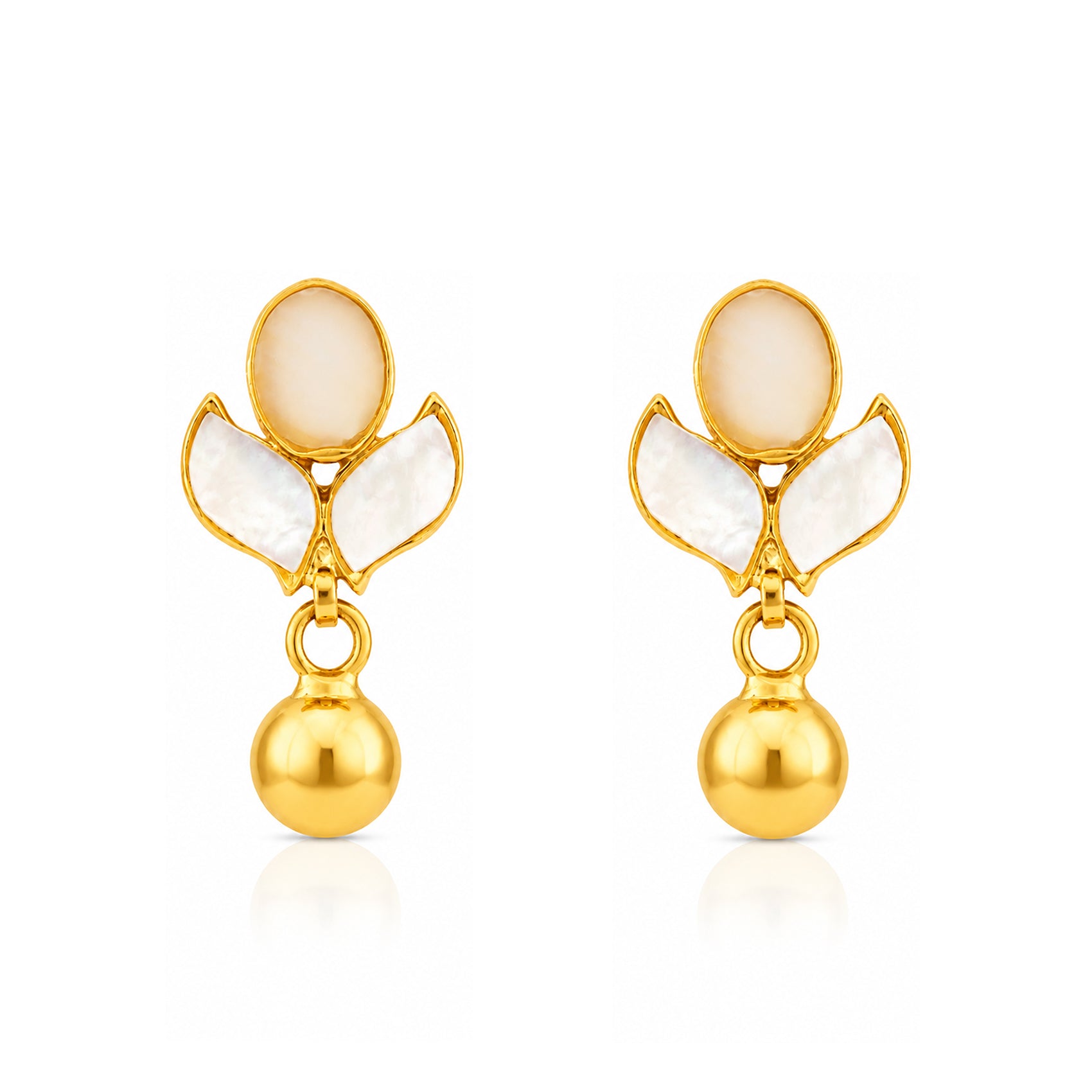 Elegant Golden Tulip 925 Sterling Silver Pearl Drop Earrings