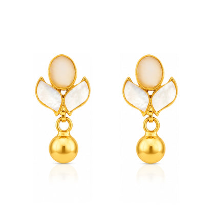 Elegant Golden Tulip 925 Sterling Silver Pearl Drop Earrings
