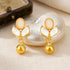 Elegant Golden Tulip 925 Sterling Silver Pearl Drop Earrings
