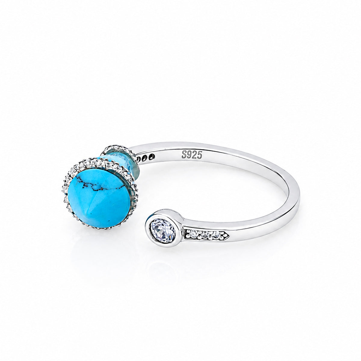 Elegant Halo Blue Cone Sparkle 925 Sterling Silver Ring for women