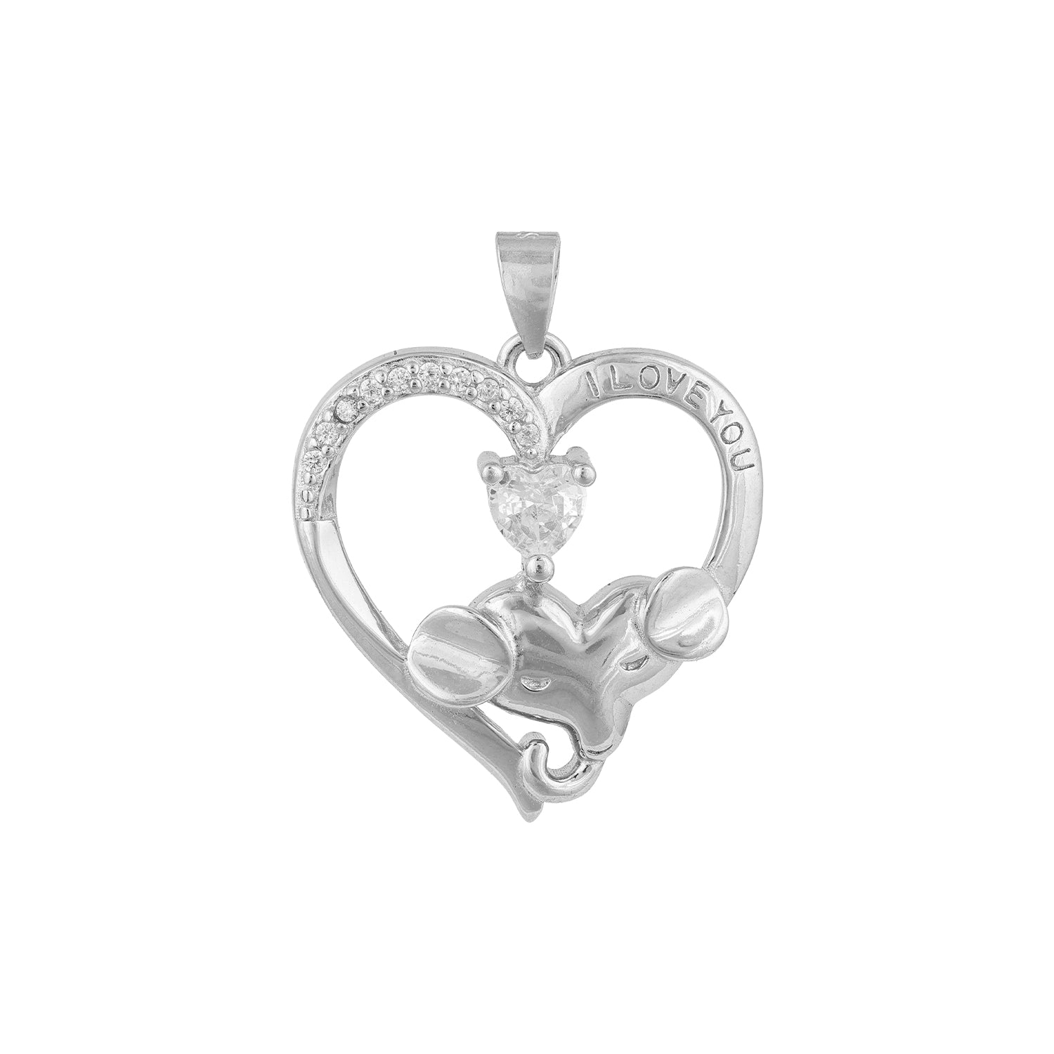 Silver heart-shaped pendant with &