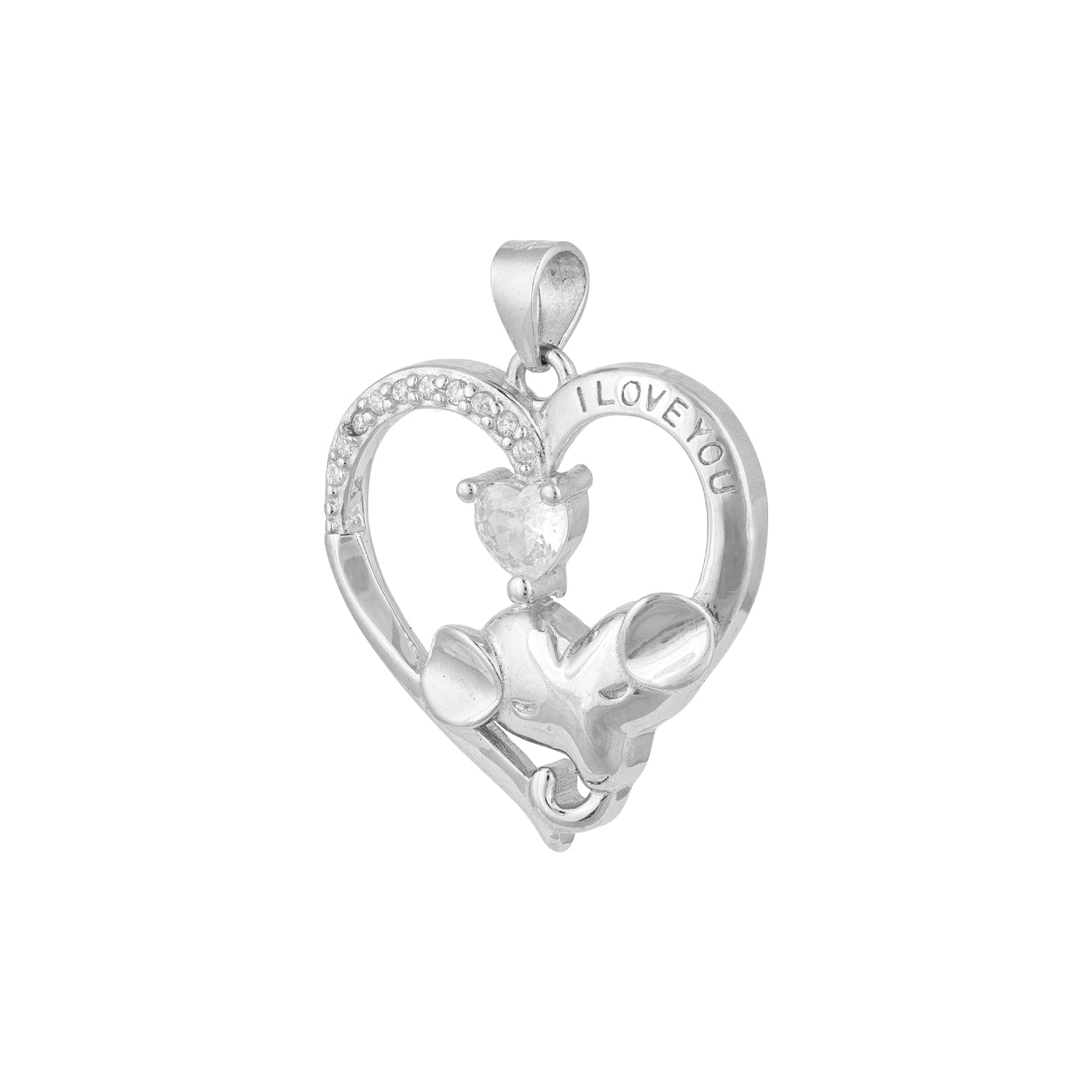 Silver heart-shaped pendant with &