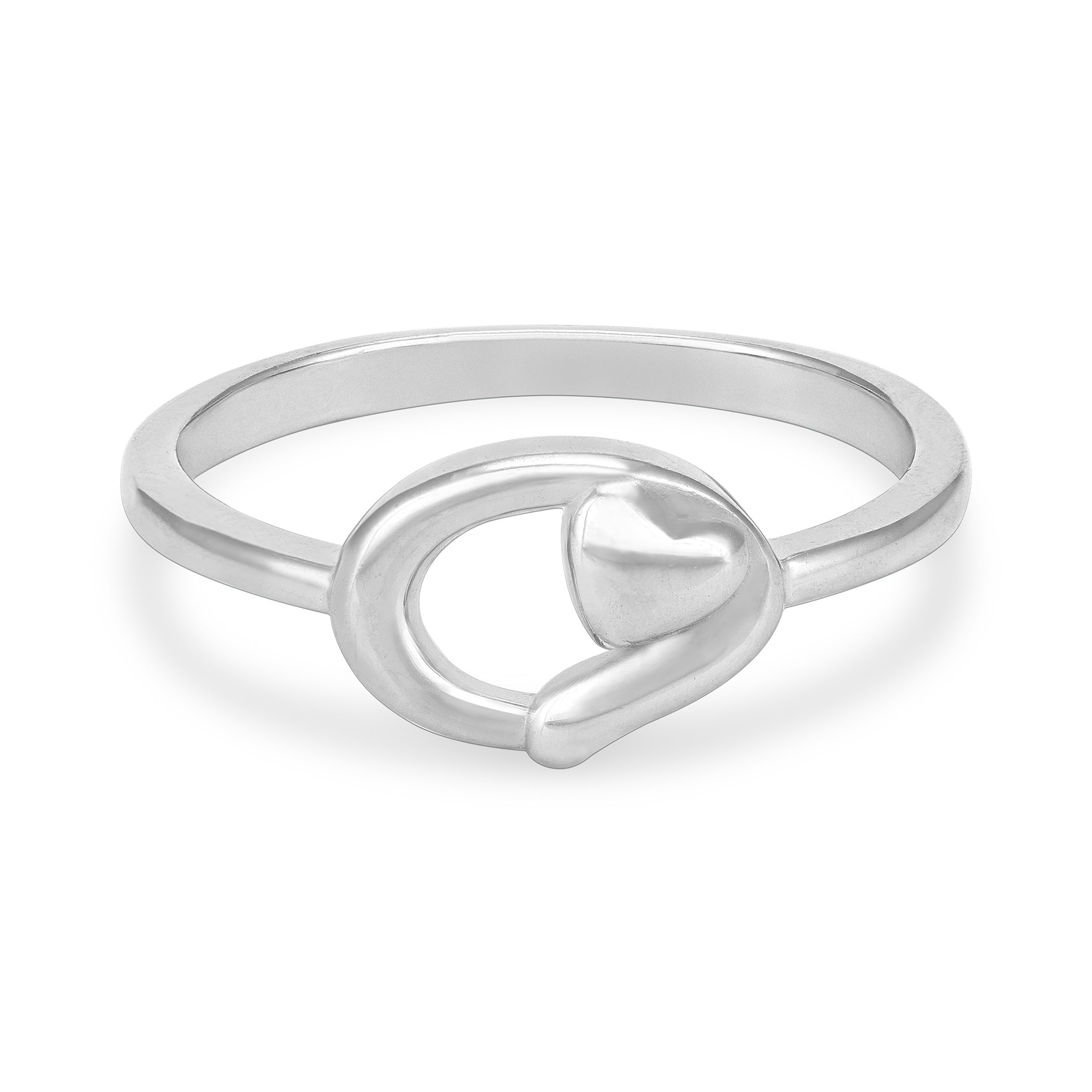 Elegant Heart Loop 925 Sterling Silver Ring for Women