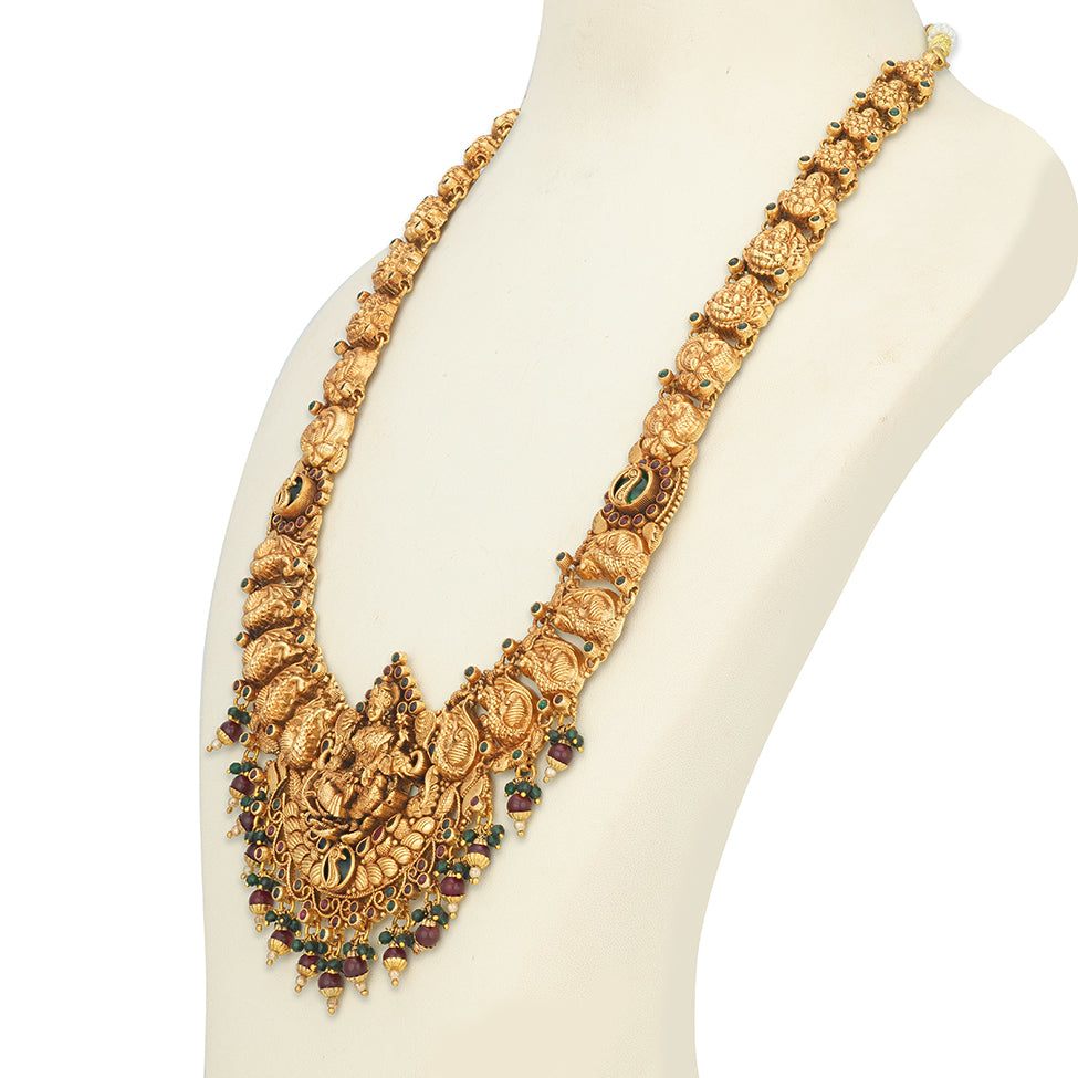 Elegant Lakshmi Elephant Nagas 925 Sterling Silver Haram for Women