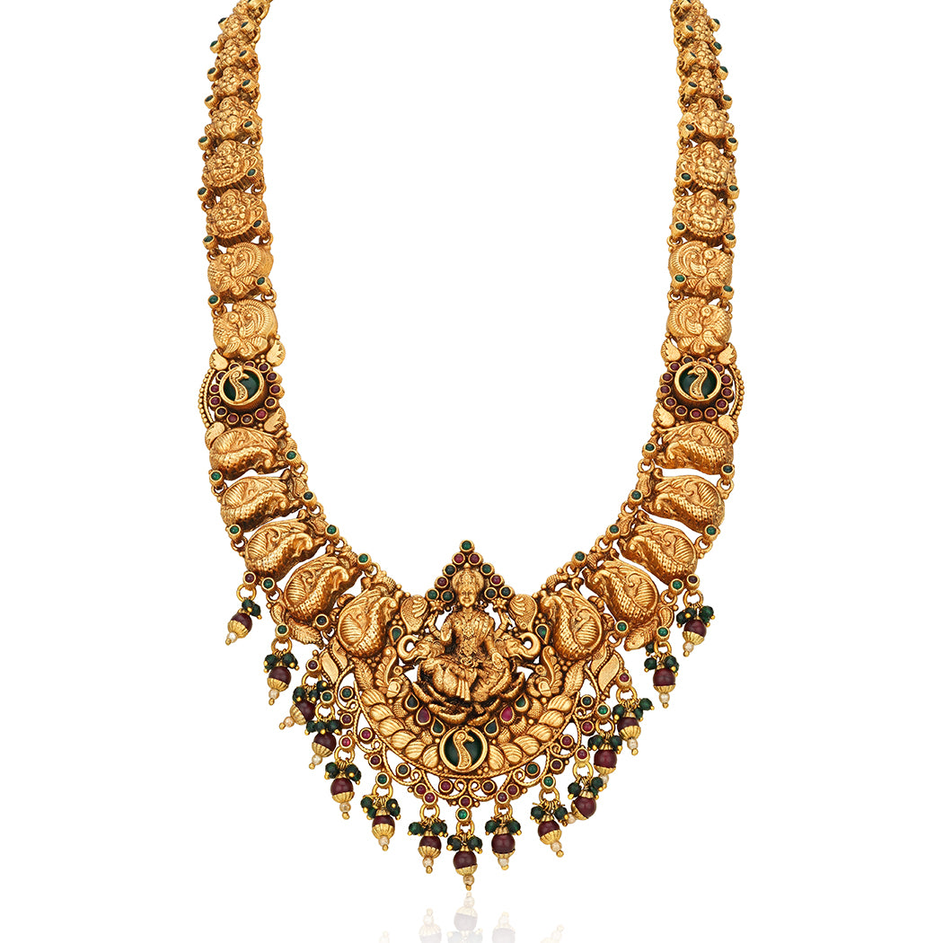 Elegant Lakshmi Elephant Nagas 925 Sterling Silver Haram for Women