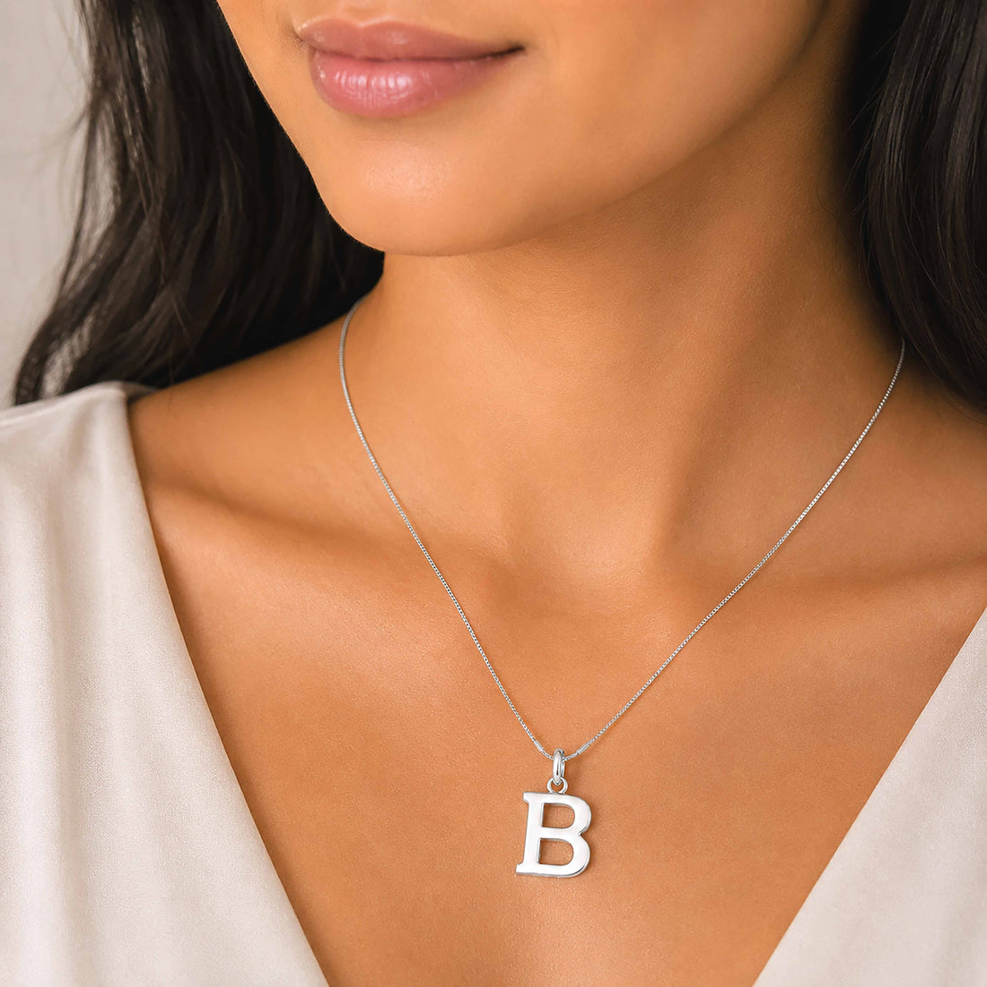 Elegant Letter B 925 Sterling Silver Pendant for women