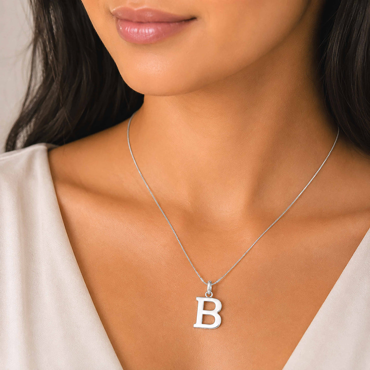 Elegant Letter B 925 Sterling Silver Pendant for women