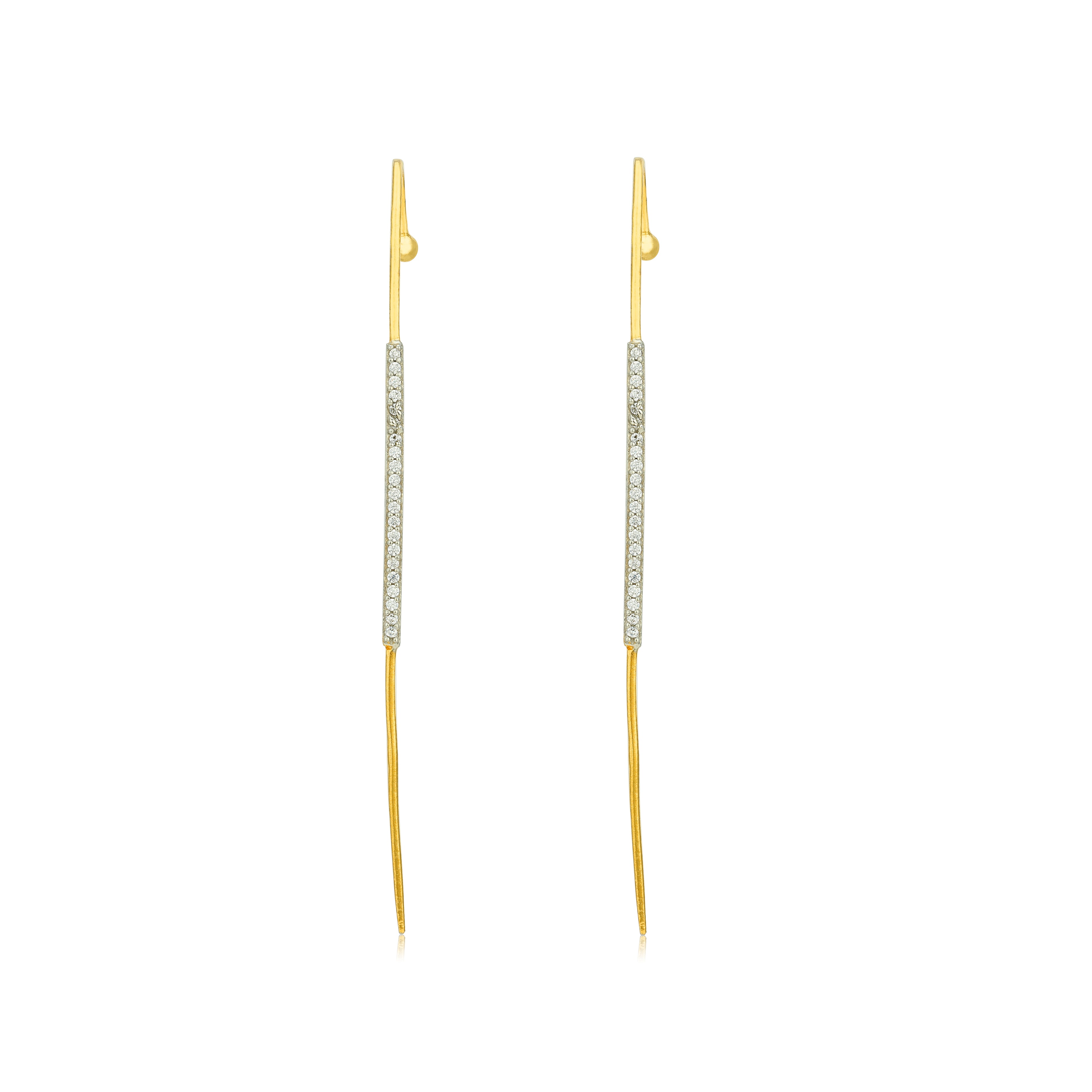 Elegant Linear Sparkle 925 Sterling Silver Statement Earrings