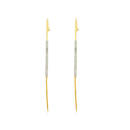 Elegant Linear Sparkle 925 Sterling Silver Statement Earrings