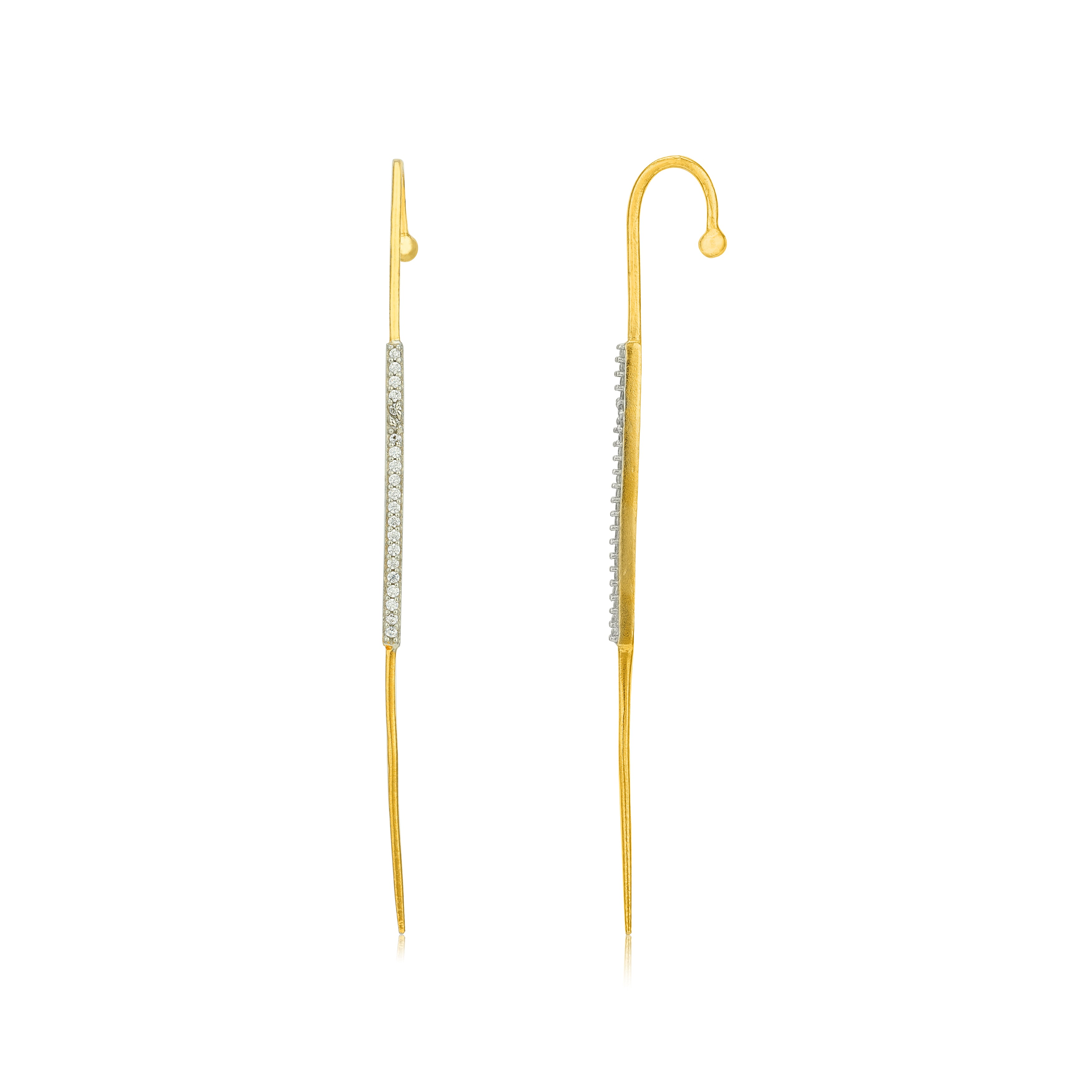 Elegant Linear Sparkle 925 Sterling Silver Statement Earrings