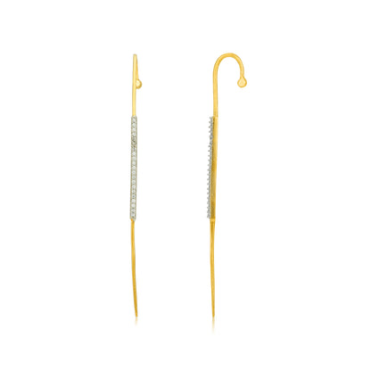 Elegant Linear Sparkle 925 Sterling Silver Statement Earrings