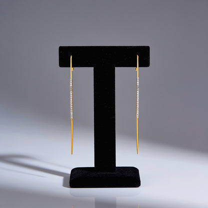 Elegant Linear Sparkle 925 Sterling Silver Statement Earrings