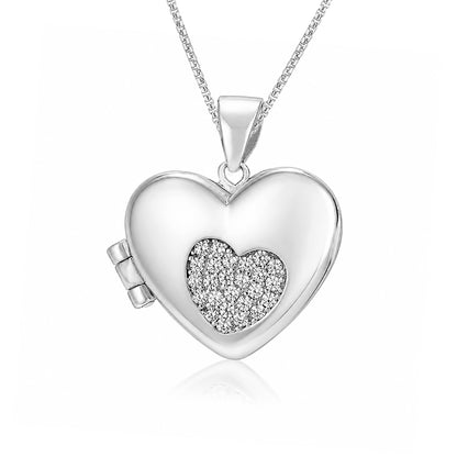 Elegant Love Heart Locket 925 Sterling Silver Pendant for women