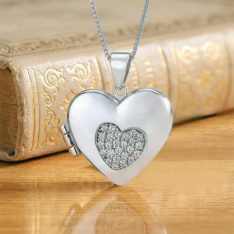 Elegant Love Heart Locket 925 Sterling Silver Pendant for women
