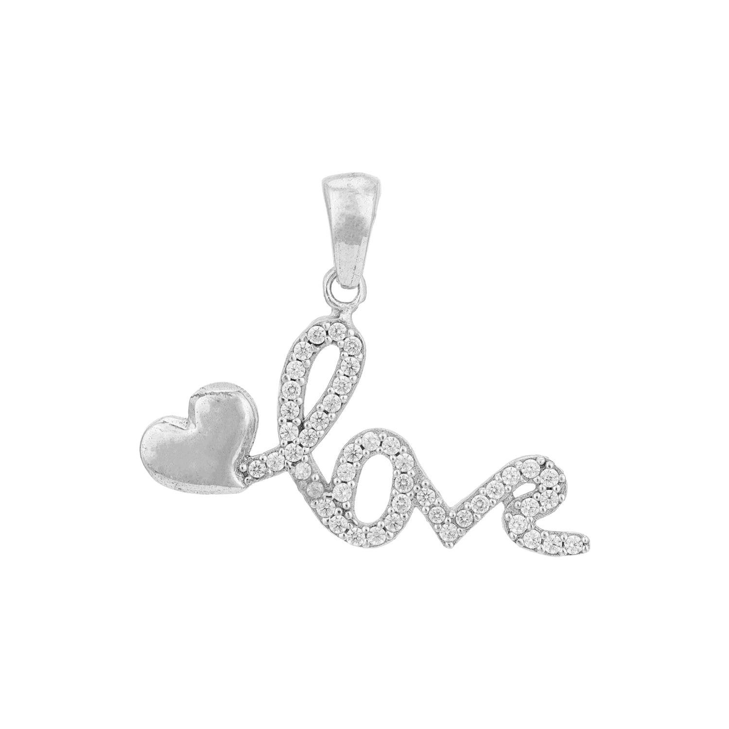 Silver pendant with heart and &