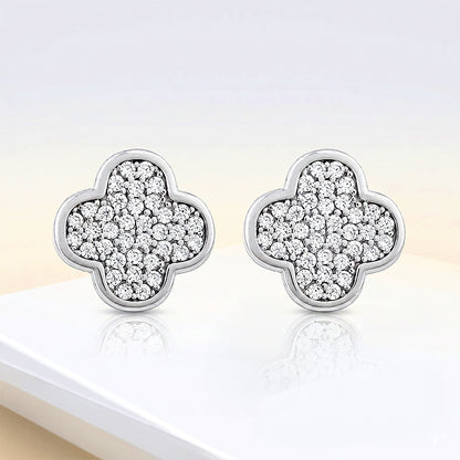 Elegant Lucky Clover 925 Sterling Silver Stud for women